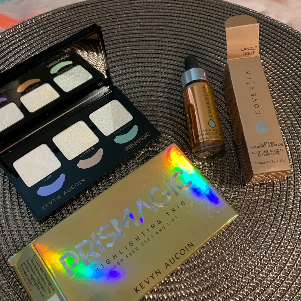 SHIMMER SET: Kevin Aucoin Prismatic Palette + Cover FX Custom Enhancer Drops
